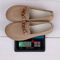 Womens Breathable Metal-chain Loafers With Soft Soles