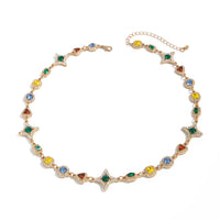 Mens New Colorful Gemstone Cross And Star Set Accessories Necklace