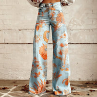 Plus-size Casual Versatile Wide-leg Pants For Women Faux Fabric