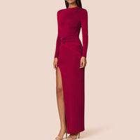 Women's Round-neck High-slit Sheath Dress