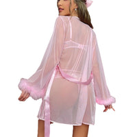 Lightweight Mesh See-through Wool Stitching Nightdress