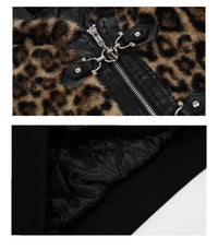 Hooded Jacket Women's Loose Thick Leopard Print Full Print Design Street Coat