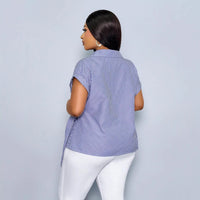 New Striped Loose-fitting Trendy Asymmetrical Lace-up Shirt