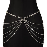 Women's Rhinestone Shiny Multi-layered Tassel Waist Chain