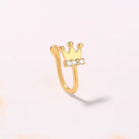 Amazon nose clip, gold micro-inlaid zircon crown nose ring, fashionable and fashionable non-perforated piercing nose studs