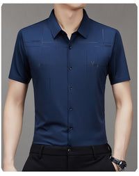 Summer New Men's Short-sleeved Shirt Seamless Business Shirt