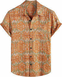 Men's Hawaiian Casual Flower Short Sleeve Single-breasted Beach Tropical Shirt