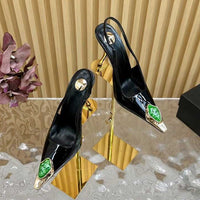 Gem Square Toe Stiletto Heel Hollow High Heel Shoes