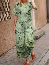 Casual Fashionable Loose-fitting Short-sleeve Crew-neck T-shirt And Pants Set