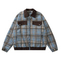 American Color-contrast Check Polo Collar Jacket Men's