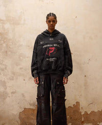 Meta-symbol Stain-brushed Hoodie With A Heavyweight Sweatshirt
