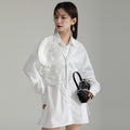 Design Sense Niche Pleated Three-dimensional Flower Long Sleeve Shirt Skirt