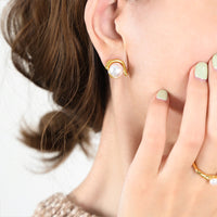 French-style Asymmetric Retro Non-Fading Titanium Steel Earrings For Women
