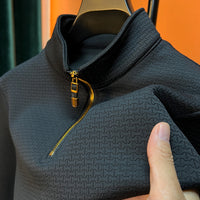 Men's Stand Collar Long Sleeve Turtleneck Zipper Top