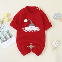 Baby Body Christmas Hat Knitted One-piece Long Sleeves Romper