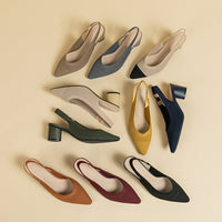 Hollow-out Knitted Closed Toe Back Empty Strap Sandals Pointed Toe