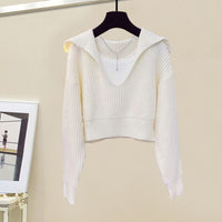 Little Ladys Sweater Set Paired With Wide-leg Pants