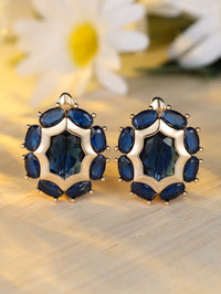 Egg Shaped Colored Zircon Polygonal Ear Buckle
