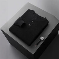 New Men's Round Neck Half Button Sweater