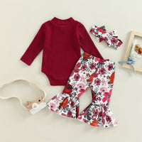 Infant Baby Girls Pants Set Long Sleeve Romper