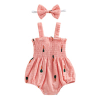 Pleated Jumpsuit Crawling Suit Printed Cartoon Pattern Baby Romper