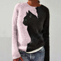 Womens Casual Printed Drop-Shoulder Long-Sleeve Sweater