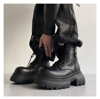 Autumn And Winter Leather Martin Boots High-top Leather Shoes Men's Shoes Fleece-lined