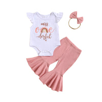 Infant Toddler Letter Printed Flounced Sleeve Romper