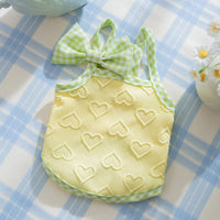 Heart Relief Texture Bow Suspenders Vest Small Dog