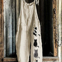 Sweet Little Print Retro Wide-leg Women's Jumpsuit
