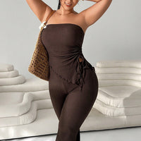 Strap-fit Tube Top Paired With Wide-leg Pants