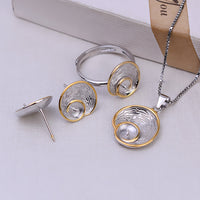 S925 Silver Two-Tone Snail Pendant Earrings