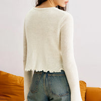 Three-dimensional Flower Slim Fit Stringy Selvedge Knitwear