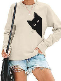 Womens Fashion Solid-color Crew-neck Long-sleeve Top
