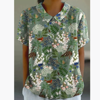 Ladies New Lapel Loose Casual Short-sleeved Top