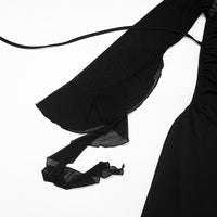 Strap And Ribbon Long-sleeve Long Jumpsuit