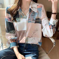 Womens Loose-fitting Long-sleeve Blouse