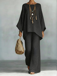 Women's Floral Print Linen Wide-Leg Two-Piece Set