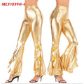 Women's Bright Slim-fit Imitation Leather Irregular Bell-bottom Pants