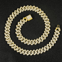 15mm Diamond-Encrusted Hinged Hip-Hop Necklace In A Diamond-Shaped Design