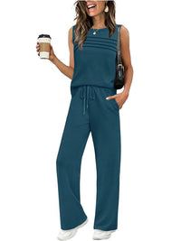 Womens Pleated Vest Top Two-Piece Set