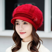 Women's Fashionable Warm Padded And Thick Knitted Wool Hat