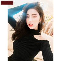 Women's Stand-up Base Shirt Slim Fit Small Figure Frosted Sweater