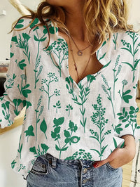 Women's 3D Digital Printing Lapel Collar Long-sleeved Shirt