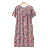 Women's Thin Loose Cotton Silk Short-Sleeve Dress