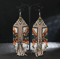 Long Bead Tassel Earrings Hand-woven Bohemian Earrings