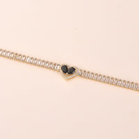 Golden Heart-Shaped Bracelet With Diamonds Light Luxury Handmade Love-Heart Design
