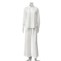 New French-style Casual Relaxed Chic Two-piece Loungewear Set Loose Commuter Shirt And Pants Suit For Women