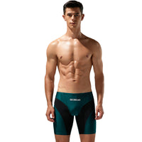 New Fashion Men's Low Waist Long Boxer Swimming Trunks