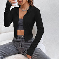 Street Style Design Zip-up Cardigan Long Sleeve Women's Top